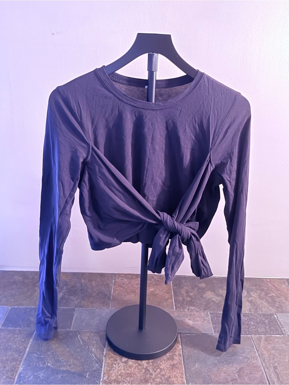 lululemon athletica Long Sleeve Tie-Front Crop Top - Black